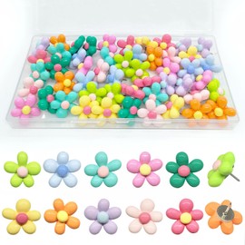 50 PCS Flower Push Pins Cute Flower Thumb Tacks Cork Board Tacks,Bulletin Board Tacks,Thumb Tack Decorative for CorkBoard, Office Organization or Home