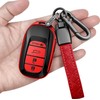 Sindeda for Honda Key fob Cover with Leather Keychain Soft TPU Full Cover Protection,for 2022 2023 2024 2025 Civic Accord HR-V Pilot CR-V,4-Buttons Key Fob Shell(Red)