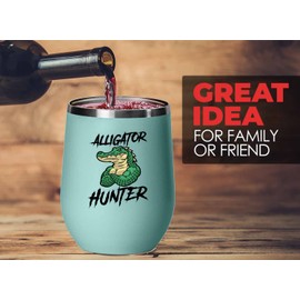 Zookeeper Teal Edition Wine Tumbler 12oz - Alligator Hunter - Zookeeper animal protector helper alligator lover lizard explorer vest safari veterinarian zoology