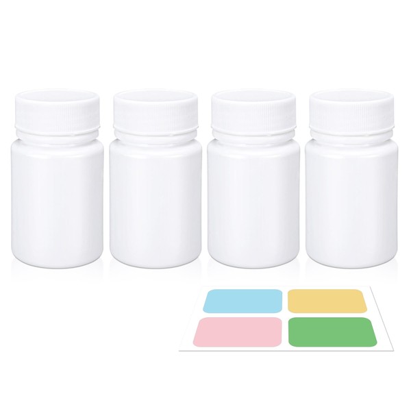 UMETASS UMETASS White Pill Bottle, Empty Medicine Bottles with Screw