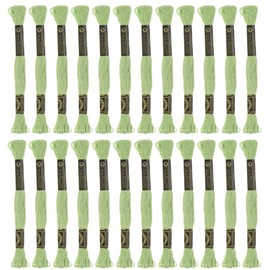 HARFINGTON 24 Skeins Embroidery Floss 8m Each Egyptian Long Fiber Cotton Cross Stitch Thread 26S/2x6 for Embroidery Projects Bracelet, Light Green