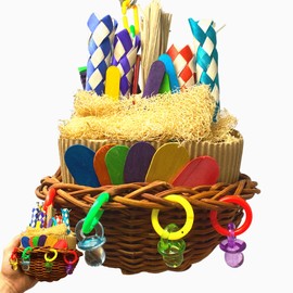 Bonka Bird Toys 2500 Party Basket Chew Forage Treat Small Medium Bird Toy Conure Quaker Cockatiel and Similar