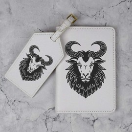 Azeeda 'Rams Head' Passport Cover & Luggage Tag Travel Set (PA00026209)