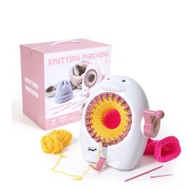 Máquina de Tejer Con Manivela Manual - 22 Agujas Tejidas a Mano, Bufanda y Sombrero - Juguete de Máquina de Tejer Tejida a Mano Kit - Herramienta de Costura Para Niños - Juguete Educativo(Blanco)