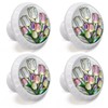 Artinhand 4 Pack Colorful Tulip Cabinet Knobs for Kitchen Bathroom