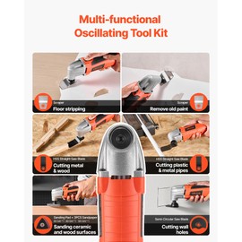 VEVOR Oscillating Tool Multitool, 2.2Amps 22,000 OPM Electric Oscillating Multi Tool Kit Corded with 2.8° Oscillating Angle, 7PCS Saw Accessories for Cutting, Scraping, Sanding, Floor Stripping