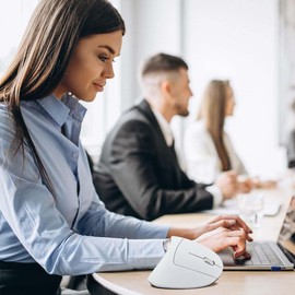 Wireless Mouse, Ergonomic, Vertical, Silent Mouse for Right-Handed Users, High Precision Optical Mouse for PC/Laptop/MacBook, with USB Receiver, 6 Buttons, 800/1200/1600 DPI, Relieves Wrist Pain