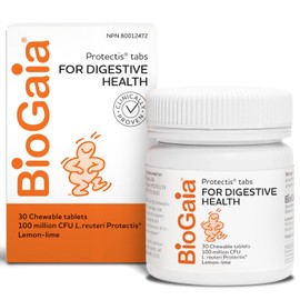 BioGaia Probiotic Chewable Tablets for Digestive Health | Lemon-Lime | 30-Day Supply/Chewable Tablets | For Adults & Kids | Improves Digestive Health | Eases constipation | Prevent episodes of diarrhea