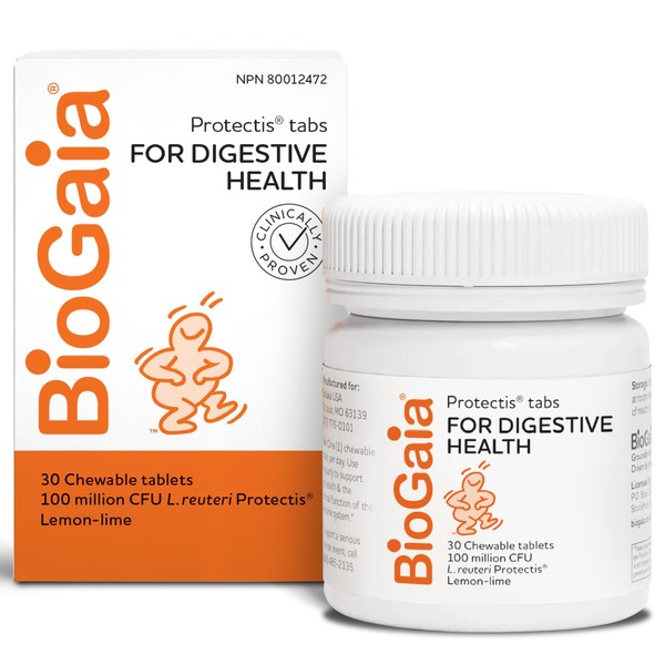 BioGaia Probiotic Chewable Tablets for Digestive Health | Lemon-Lime |