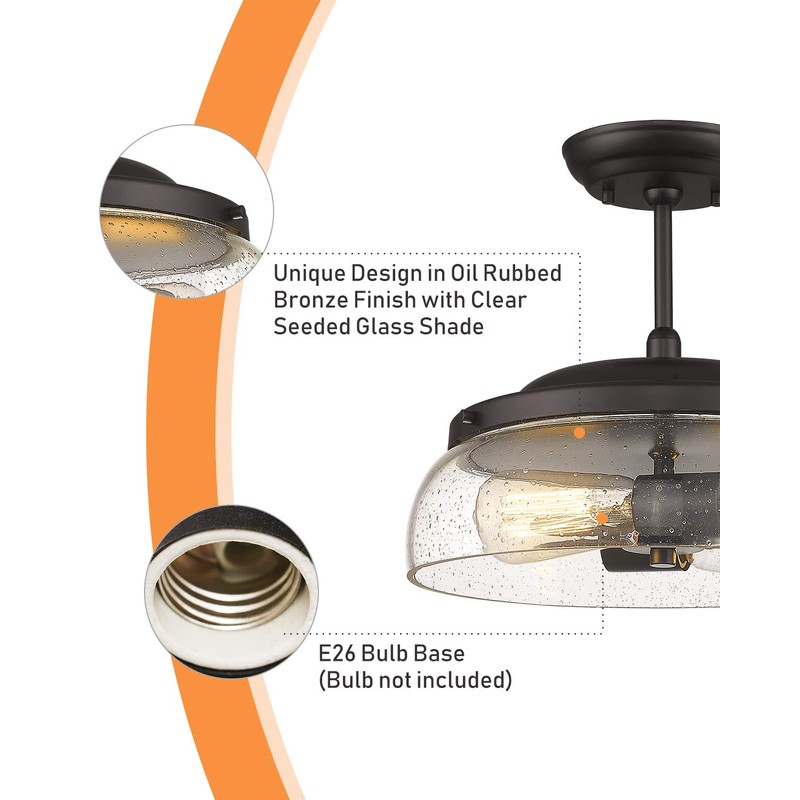 EAPUDUN Semi Flush Mount Ceiling Light, 2-Light Modern Light Fixture