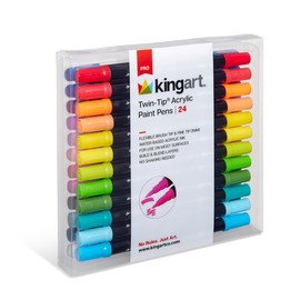 KINGART Twin-Tip Acrylic Paint Pens (452-24), 24 Colors, Professional Artist Quality, Dual-Tip Markers, Model
