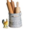 Embossed Metal Bucket Large Utensil Holder Organizer