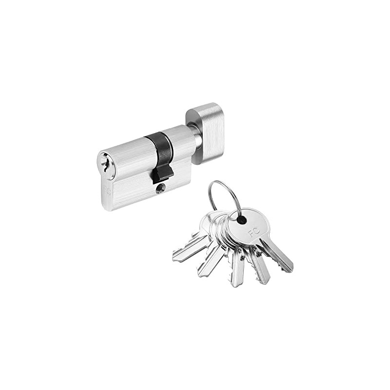 Knob Cylinder with 5 Keys | Stainless Steel Look |