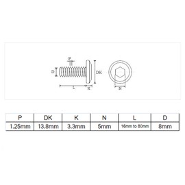 cSeao 10-Pack M8 x 22mm Black Flat Head Allen Head Joint Conecting Bolts Socket Cap Screws for Furniture Table 304 Stainless Steel