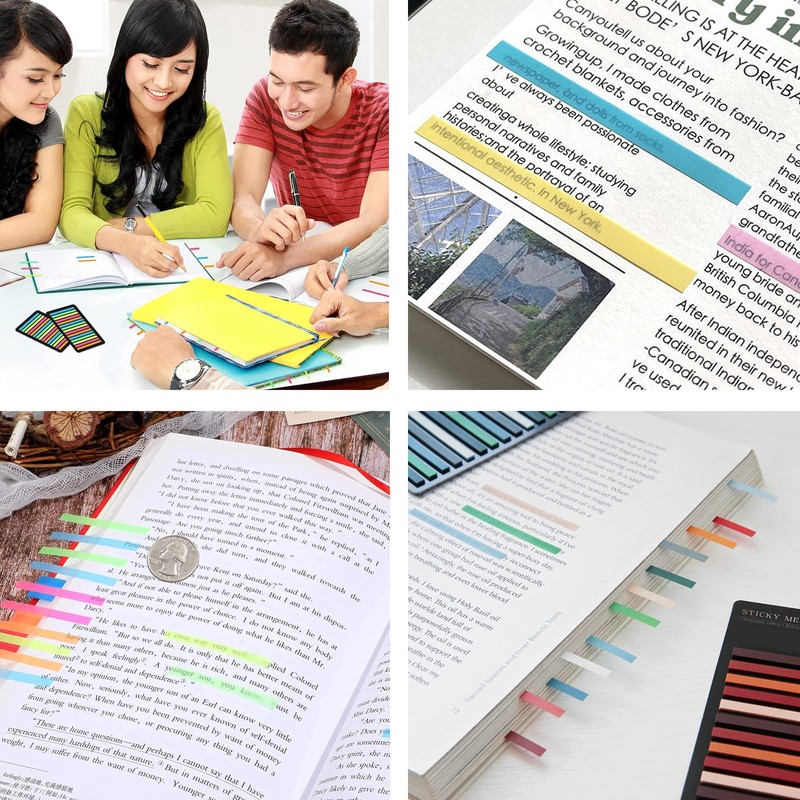 6 Pack Multi-Function Sticky Index Tabs,1800 Pieces Tiny Text Highlighter