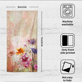 GZMQWVG Abstract Colorful Spring Flowers Hand Towels,Set of 2 14" x28 Face Hand Towel Washcloth for Bathroom Hotel Guest Kitchen Spa Decoration