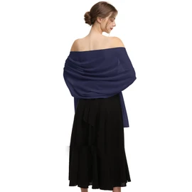 Chales y envolturas de gasa para vestidos de noche para mujer, elegante bufanda suave para novia, estola de boda, Azul marino (gasa), Talla única