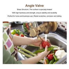 Angle Stop Valve Brass High Hardness Good Sealing Water Shut Off Valves Vintage Style Angle Valve Cold Hot Faucet Water Stop Valve