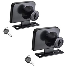 2 Pcs Double-Open Glass Cabinet Lock,Safety Lock,Zinc Alloy Glass Door Locks Display Cabinet Replacement Locks for 5-8mm,Black, 409