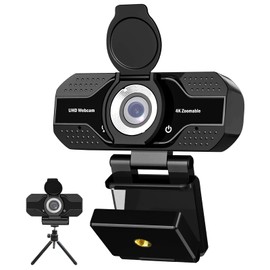 YOUPECK 4K 2K 1080P HD Webcam with Microphone, Noise Cancellation, Privacy Cover, Wide-Angle Lens, Auto Light Correction, Plug & Play USB Webcam for Laptop, Desktop, PC, Zoom, Skype, Stream