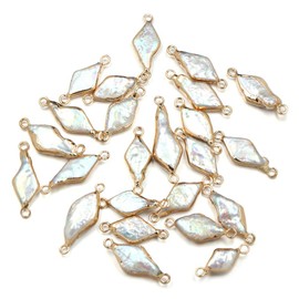 Perlas de freswater natural con conector de perlas sueltas, 5 piezas para hacer joyas, Blanco 8 x 16 - 10 x 20 mm, 1