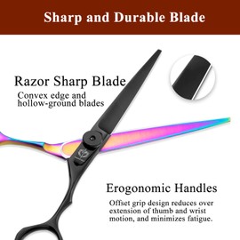 DRAGON RIOT Hair Cutting Scissors Shears Set Rainbow Professional Hairdressing Scissors Kit for Men Women Pets Home Salon Barber Cutting Kit