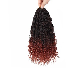 8 Packs Goddess Box Braids Crochet Hair 14 Inch Crochet Box Braids Curly Ends Bohemian Box Braid Hair for Women (T350 14 inch 8 pack)