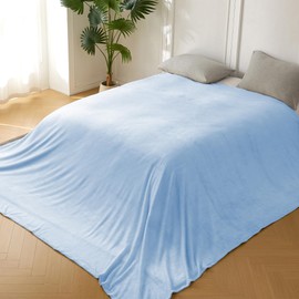 COOVA Oversized King Fleece Blanket 120x120 inches, Soft Cozy Warm Giant Extra Large 10'x10' Blanket for Bed, Sofa, Couch,Travel, Camping, California Huge Flannel Big Throw Blanket, Sky Blue