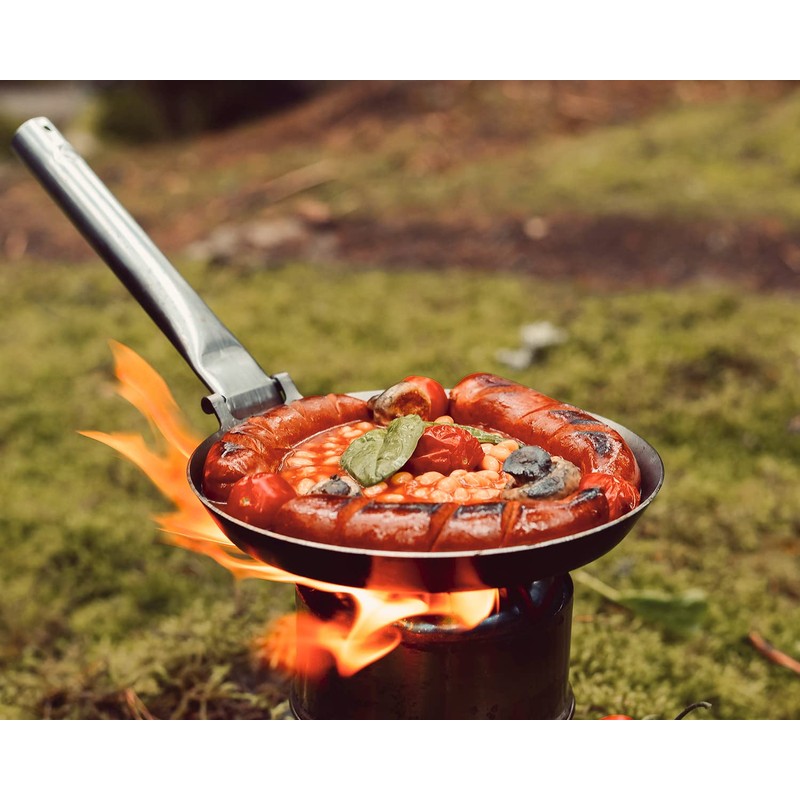 Stabilotherm Hunter Pan with Folding Handle, Open, for Camping