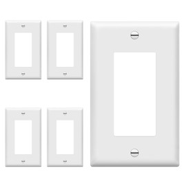 ENERLITES Decorator Light Switch or Receptacle Outlet Wall Plate, Size 1-Gang 4.50 Inches x 2.76 Inches, Unbreakable Polycarbonate Thermoplastic, 8831-W-5PCS, White (5 Pack), UL Listed