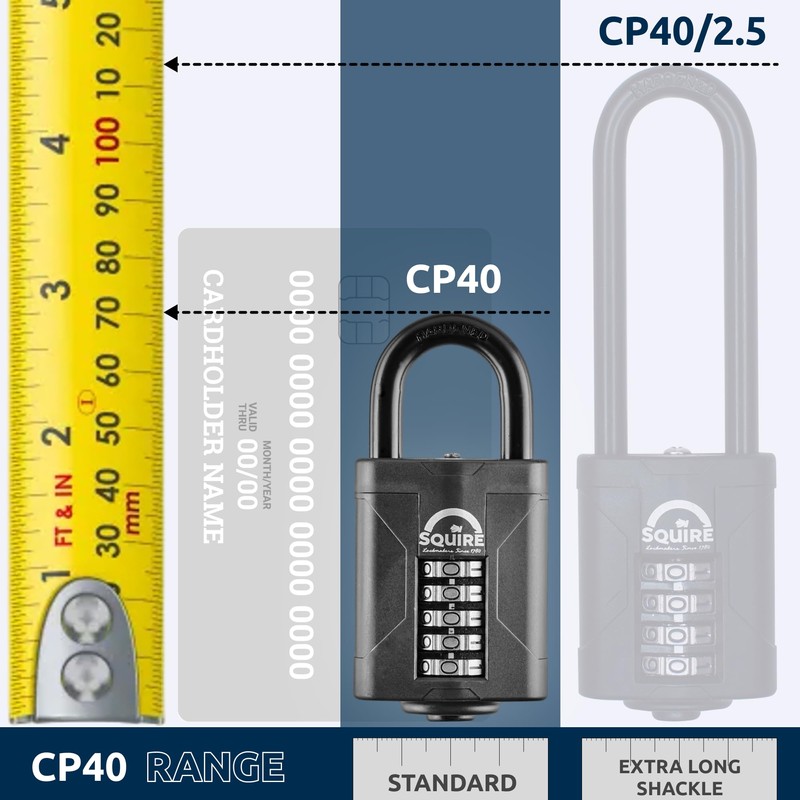 Squire CP40 Combination Padlock, 40mm, Black