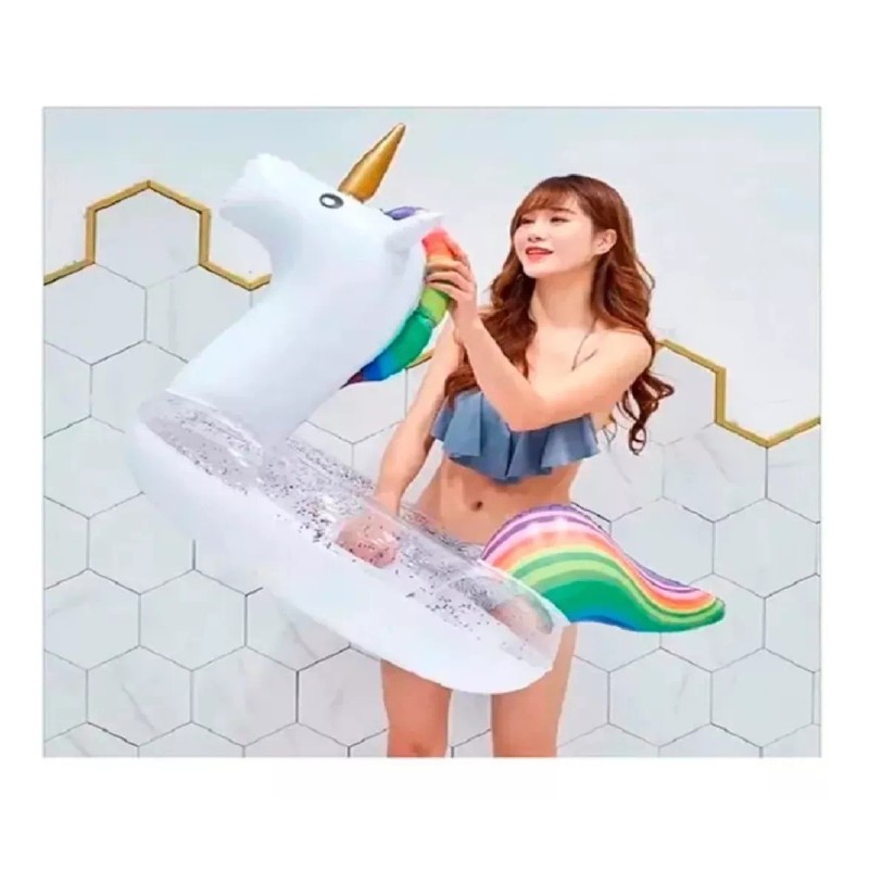 KFMX Salvavidas Unicornio Glitter 90cm Flotador Kawaii Floaties