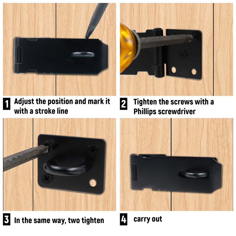 Door Latch Hasp with Door Padlock Hasp, 4 Digit Combination