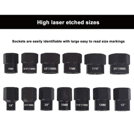 NORTOOLS Impact Wrench Socket Set 13 Pieces High Bolt Nut Extractor Set Socket Wrench Box