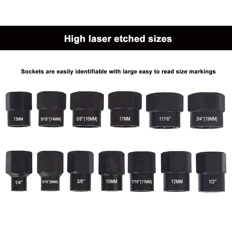 NORTOOLS Impact Wrench Socket Set 13 Pieces High Bolt Nut