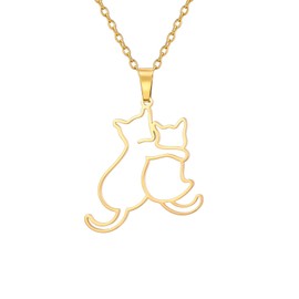 Generic Likgreat Hug Necklace for Women and Men, Cute Hug Necklace Cat Kitten Necklace Animal Dog Pet Pendant, Hug Necklaces for Women, Stainless steels, No Gemstone