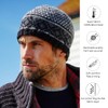 Pachamama Men Wool Beanie Skull Hat Fleece Lined Handknitted Charcoal