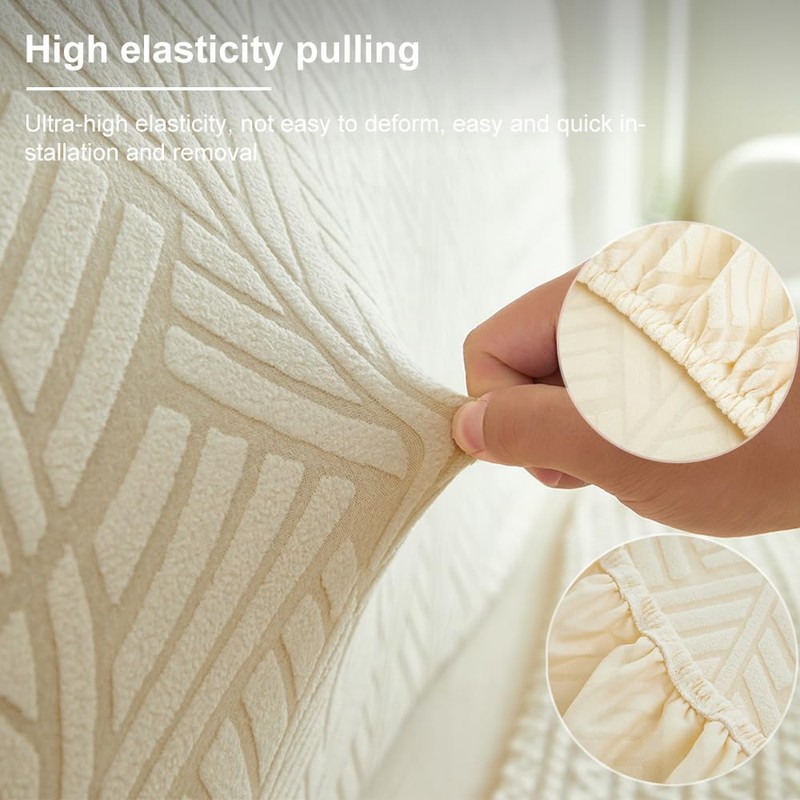 W WWEENUO Stretch Bed Headboard Covers, Jacquard Fabric Headboard Slipcover,