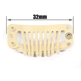 50pcs Wig Clips Stainless Steel Snap Clips for Hair Extensions DIY Wig Combs Toupee Clips 9-teeth 32mm 1.2g/pc, 2pcs Weaving Thread, 1set/30pcs Needles (Beige)