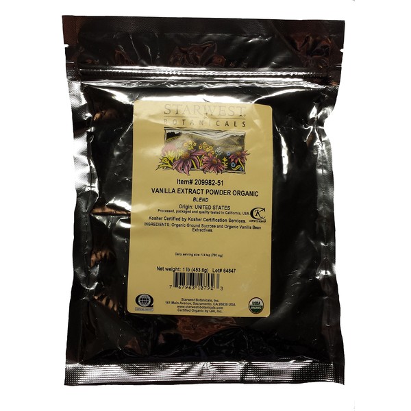 Starwest Botanicals Organic Vanilla Extract Powder, 1 Pound