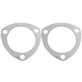 2PCS Car Exhaust Gasket, 3" 3-Bolt Exhaust Pipe Flange Gasket with SS Fire Ring, Replacement Exhaust Flange Gasket with High Temp Gasket Material for SUV Car Truck