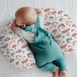 Fairytale Mushroom Baby Nursing Pillow Covers for Boy Girl Colorful Mushrooms Floral Leaves Nursing Pillowcase for Breastfeeding Pillows Magical Plant Soft Stretchy Slipcovers for Newborn Infant