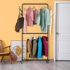 Simple Houseware Double Rod Garment Rack With Wheels and Hooks,