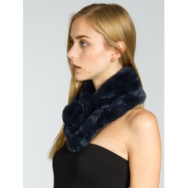 Caspar SC478 Women's Faux Fur Scarf Fur Collar Fur Collar, darkblue