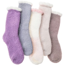 ANTSANG Womens Fuzzy Socks Fluffy Slipper Cozy Cabin Winter Soft Fleece Warm Comfy Thick Christmas Gift Socks (Sweet Colors)