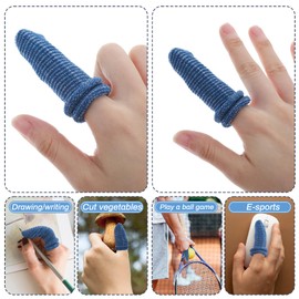 40Pcs Cotton Finger Cots Bandage, Breathable Tubular Bandage Finger Protectors for Wounds, Elastic Fingertip Bandages Cot Sleeves for Thumb Sprains Scald Protection Gardening Fitness (White Blue)