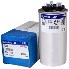 York - 50 + 5 uF MFD x 370 VAC Genteq Replacement Dual Capacitor Round # C3505R / 27L1051