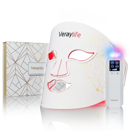 Terapia de Luz Roja Facial, Mascarilla LED Portátil con 7 Colores y 8 Modos, Luz Infrarroja 850nm y Azul Localizada para Acné, 432 LEDs Profesionales