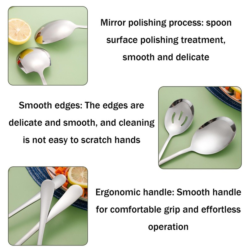 BAIYSFFG Serving Spoons Large,4 Pcs Stainless Steel Buffet Serving Spoon