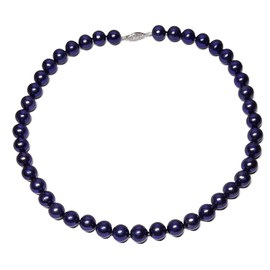 8.5-9mm Black Freshwater Cultured Pearl Necklace with Blue Overtone AA+ Quality with Sterling Silver Clasp, 17" - PremiumPearl